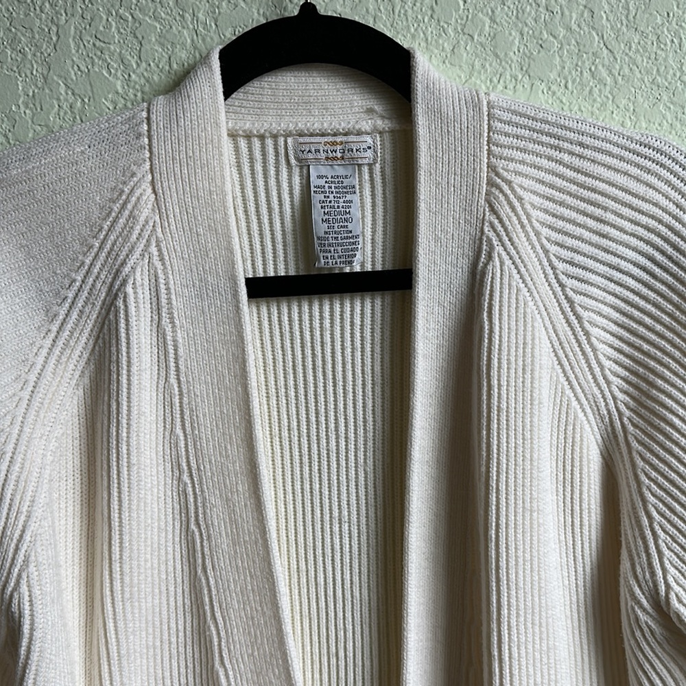 Classic Cream Button-Up Ribbed Cardigan - Picture 2 of 5